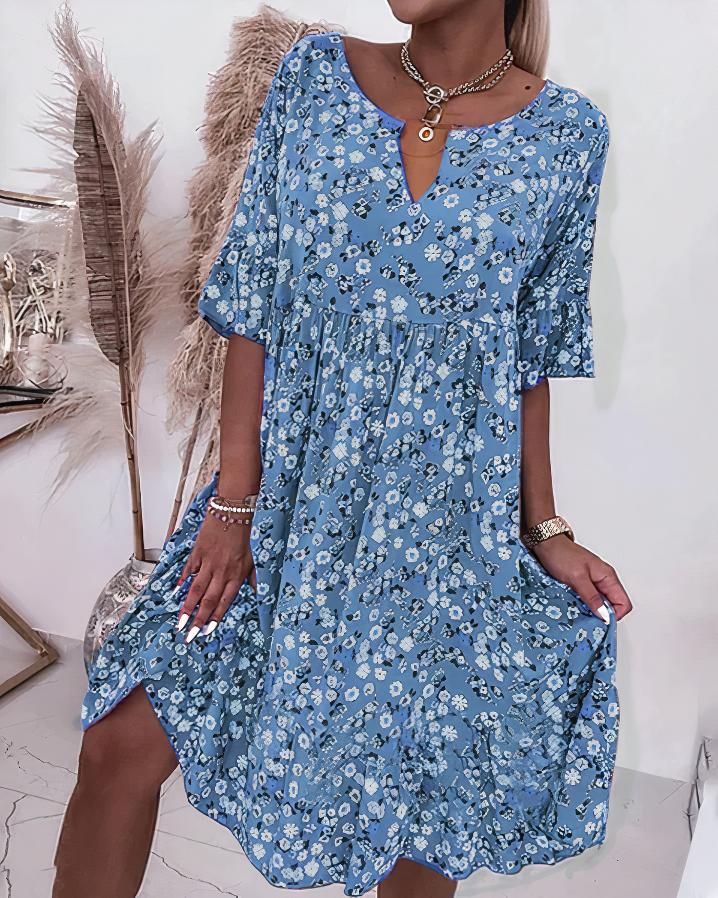 Enid - Half Sleeve Floral Dress