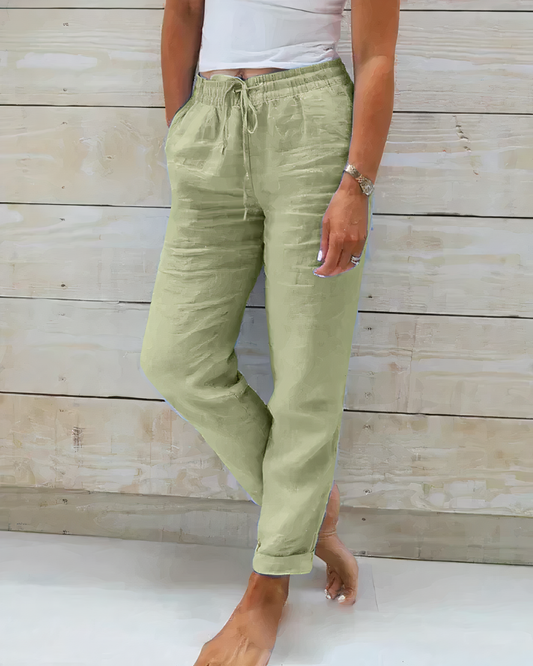 Grace - High Waist Cotton Trousers