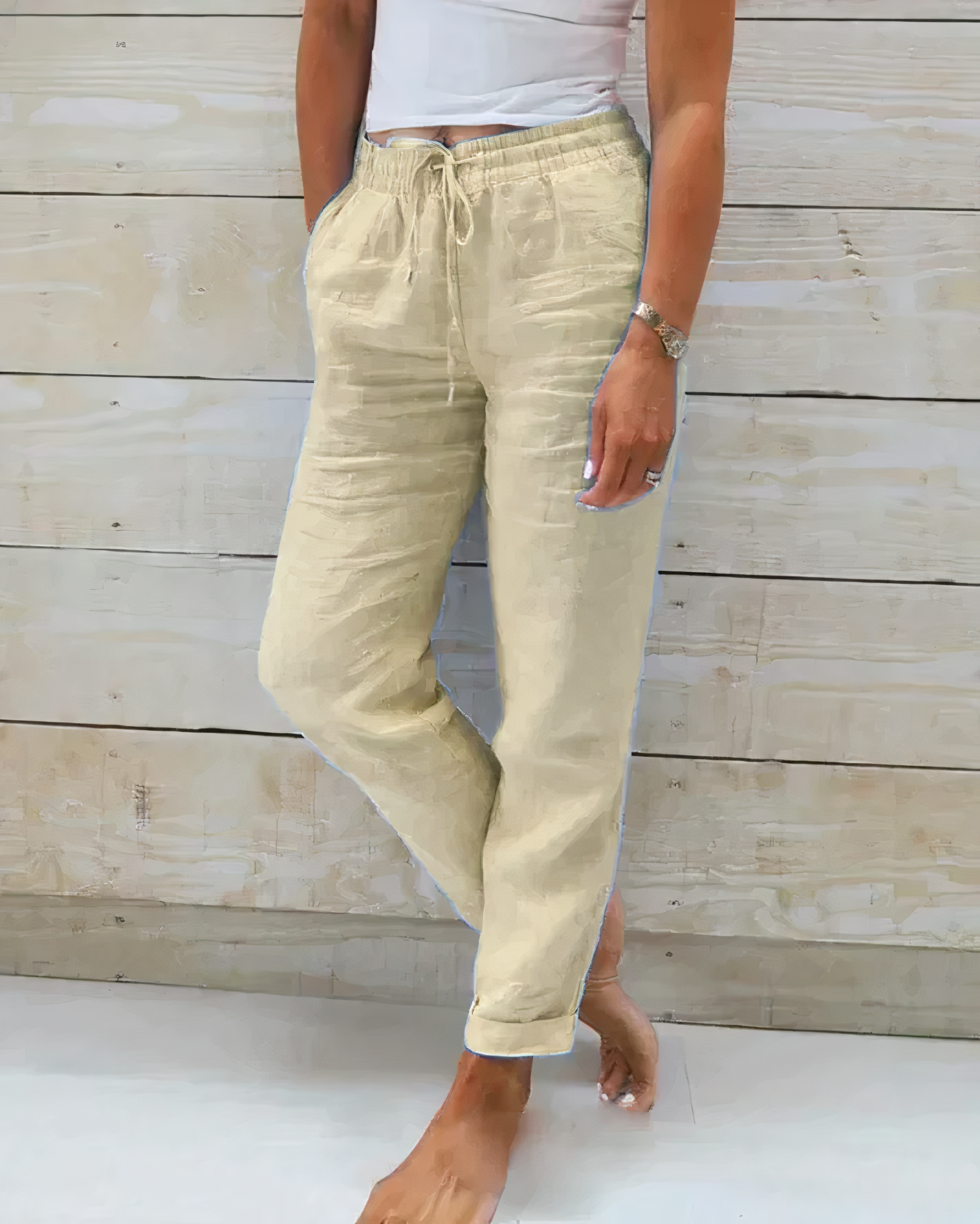 Grace - High Waist Cotton Trousers