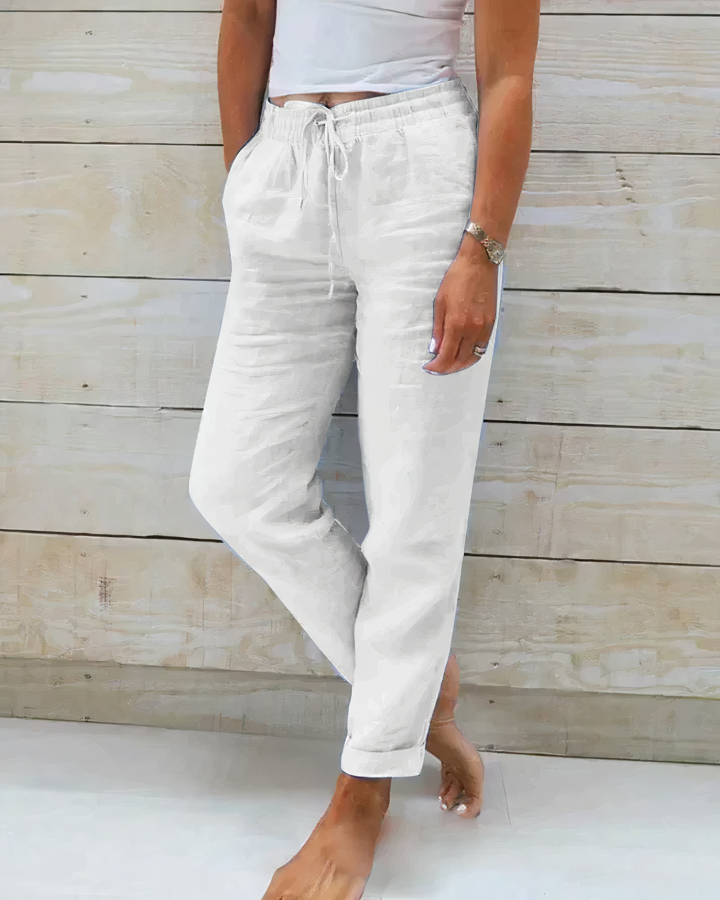 Grace - High Waist Cotton Trousers