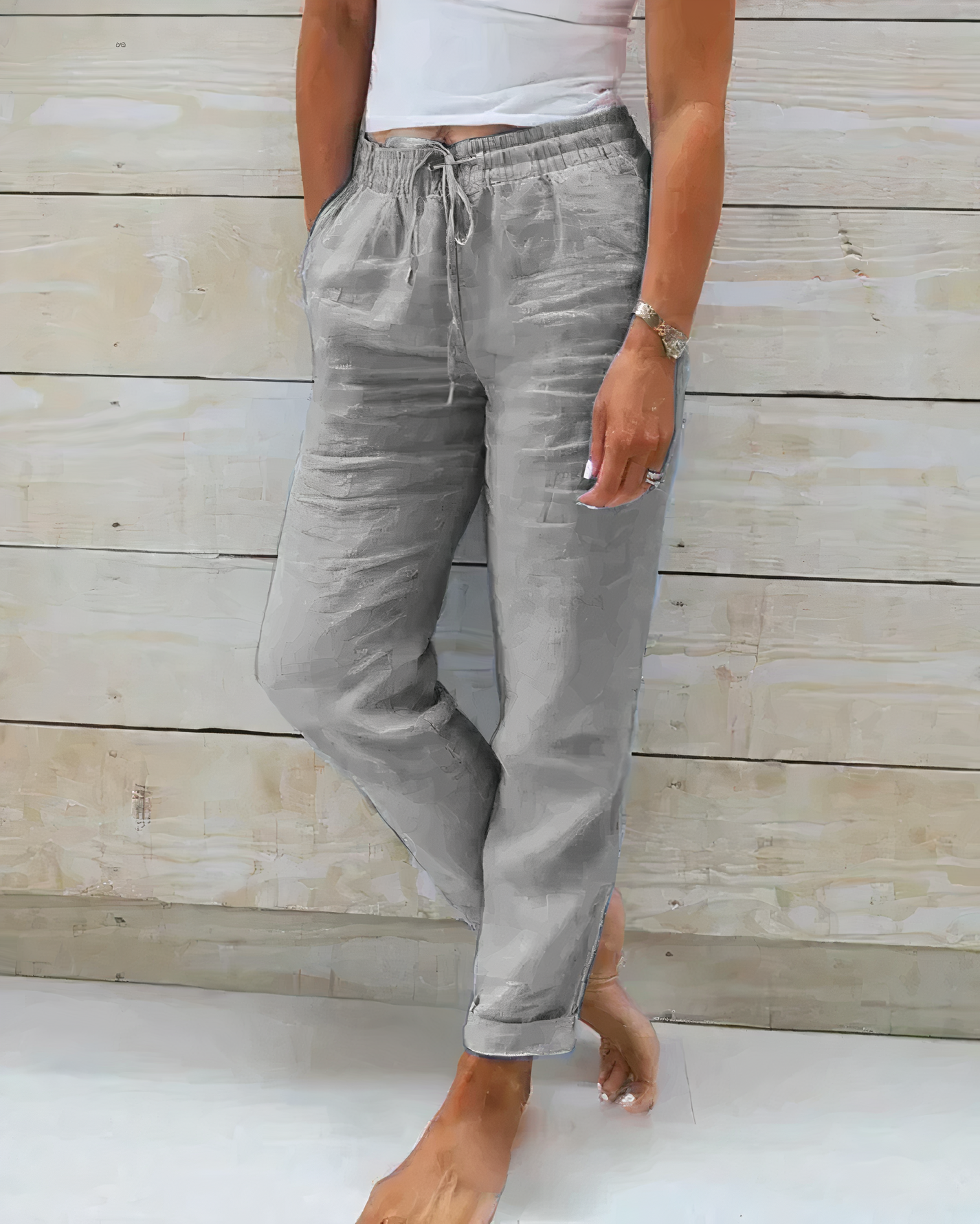 Grace - High Waist Cotton Trousers