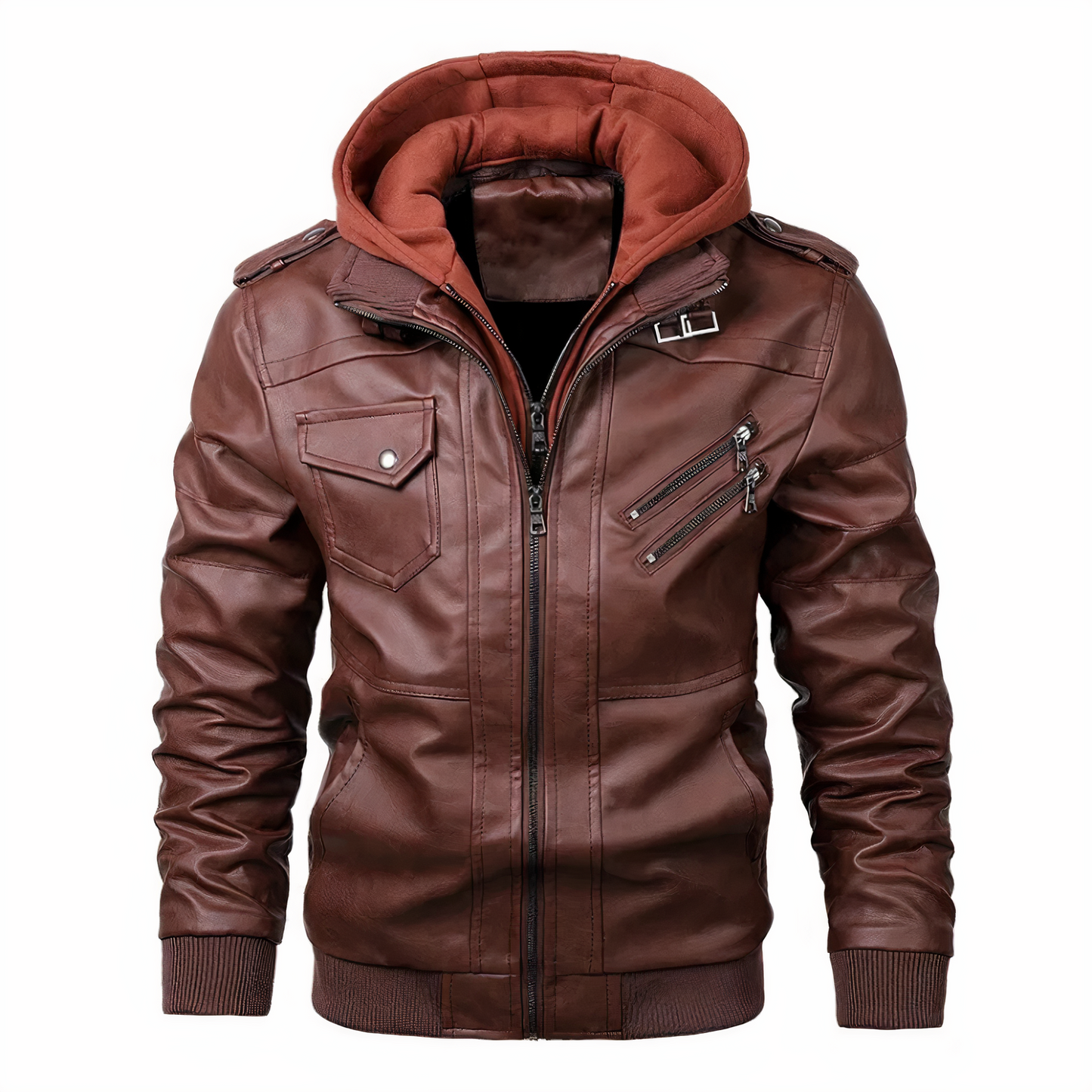 Grant - Stylish Leather Jacket with Hood