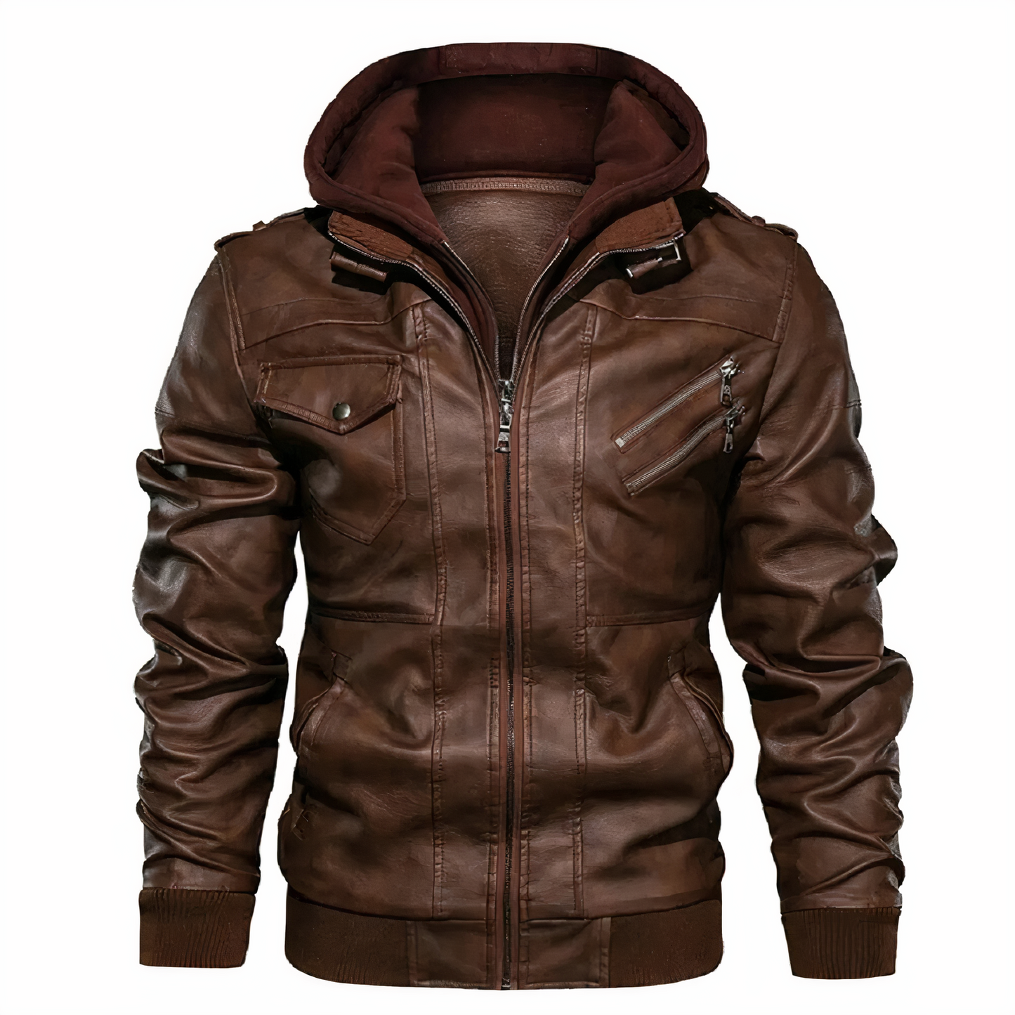 Grant - Stylish Leather Jacket with Hood