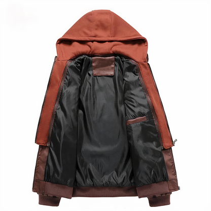 Grant - Stylish Leather Jacket with Hood